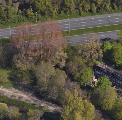 Bovenaanzicht fietstunnel Heukelspad/ Rekerdijk